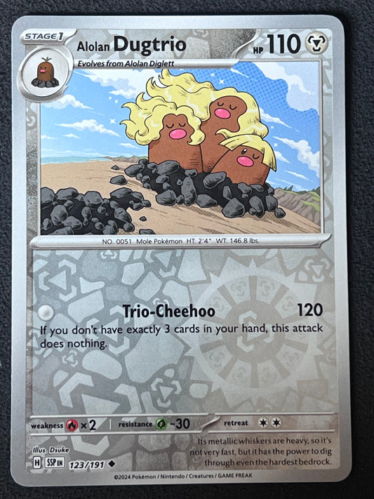 123/191 Alolan Dugtrio - Pokémon Surging Sparks Uncommon Reverse