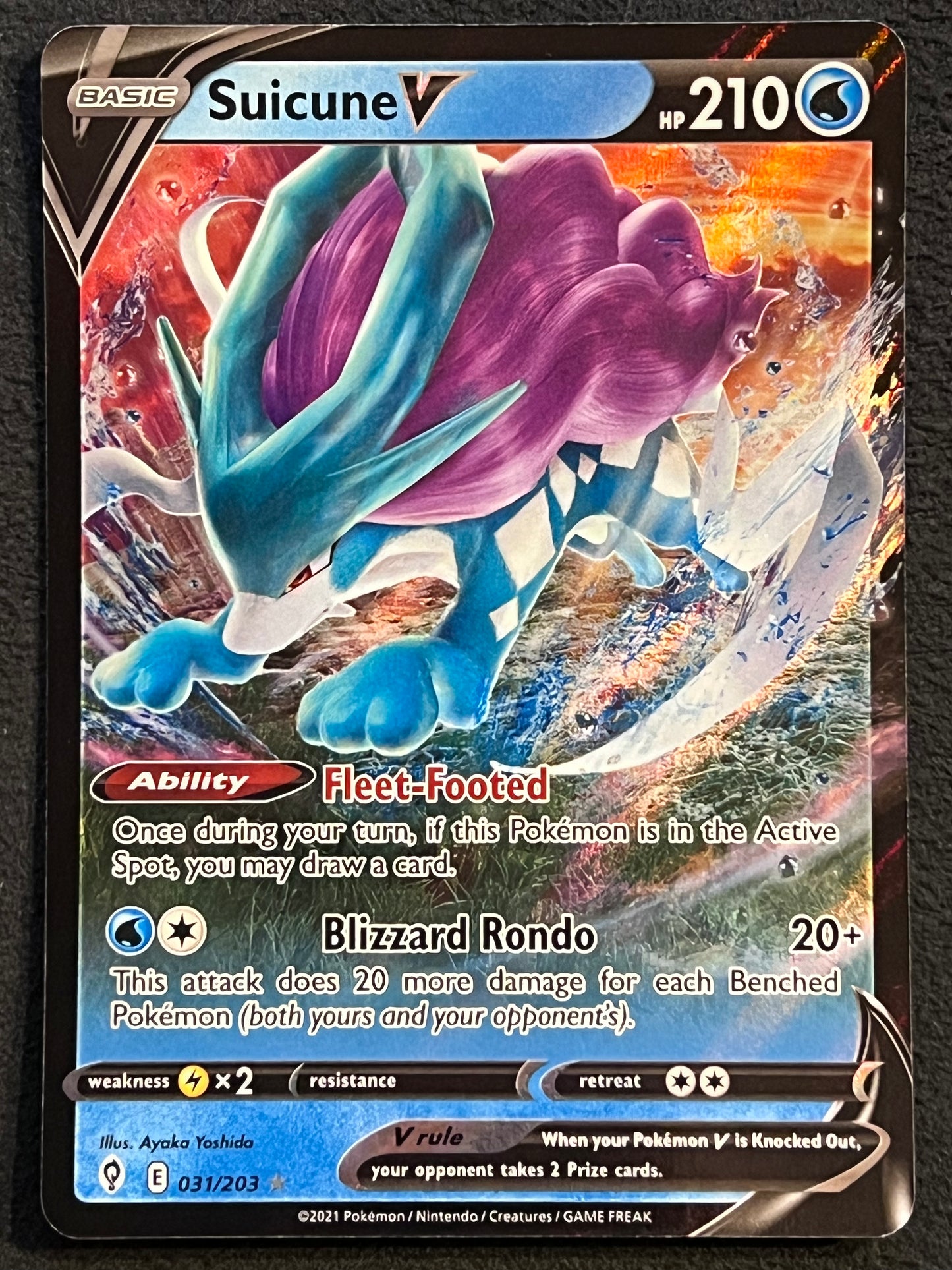 031/203 Suicune V - Evolving Skies Ultra Rare