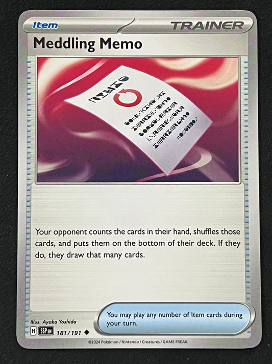 181/191 Meddling Memo - Pokémon Surging Sparks Uncommon