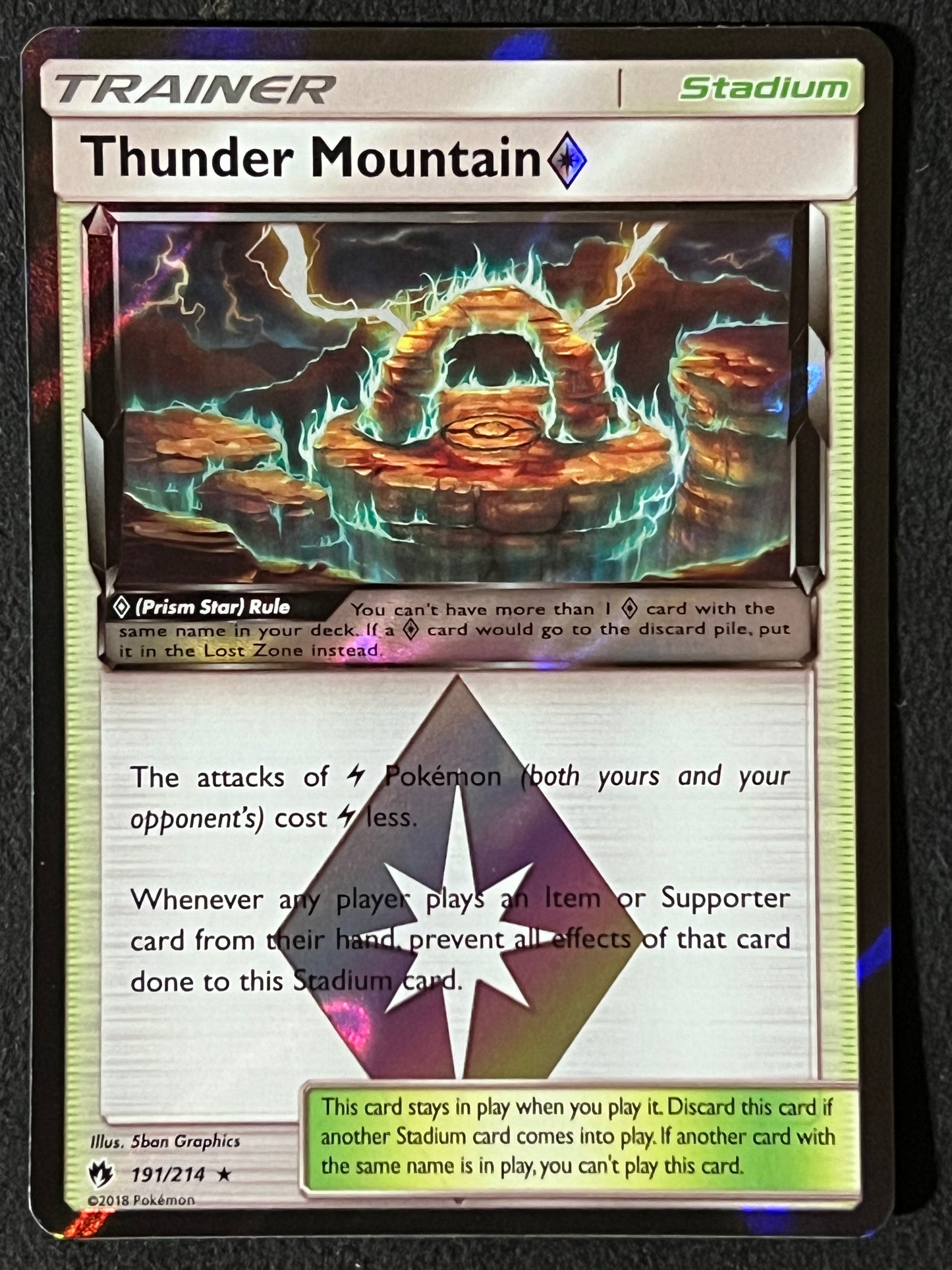 191/214 Thunder Mountain - Pokémon Lost Thunder Rare Prism Holo