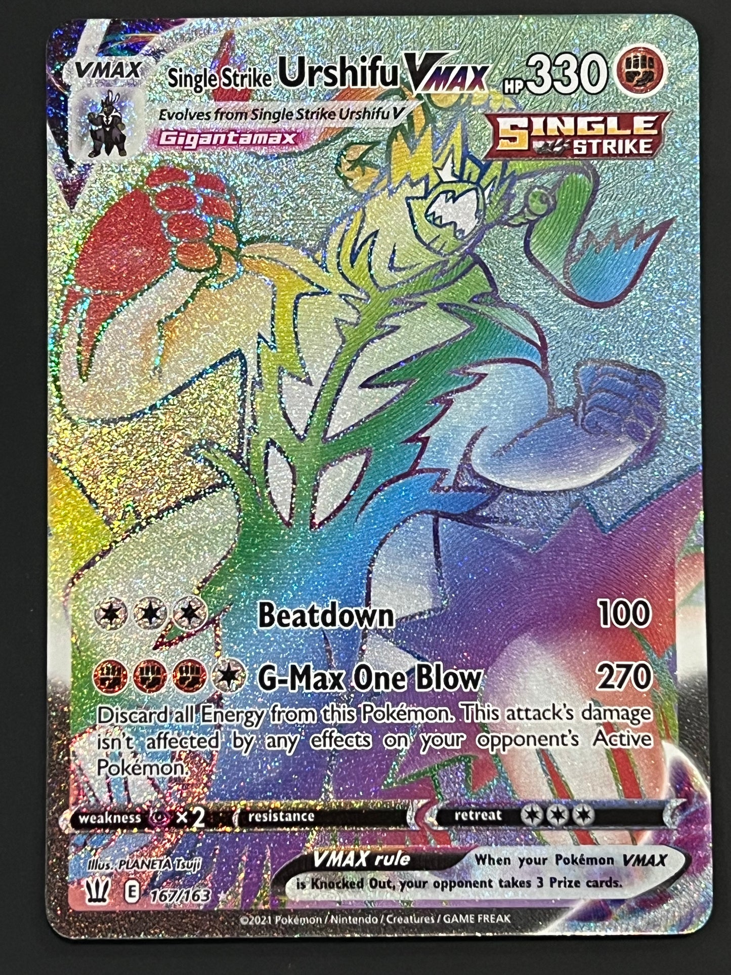 167/163 Single Strike Urshifu VMax - Pokémon Battle Styles Rainbow Secret Rare