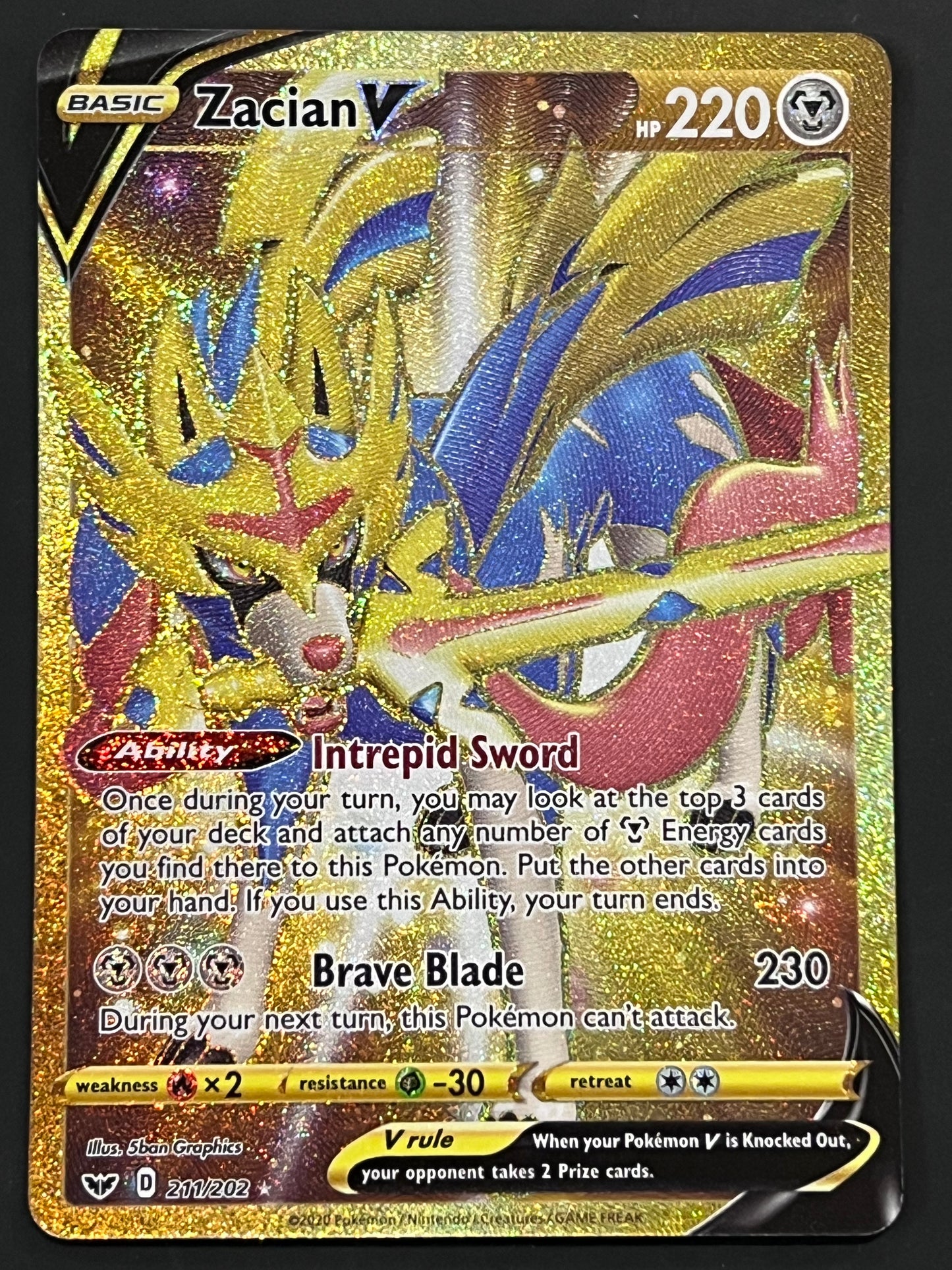 211/202 Zacian V - Sword/Shield Base Gold Secret Rare