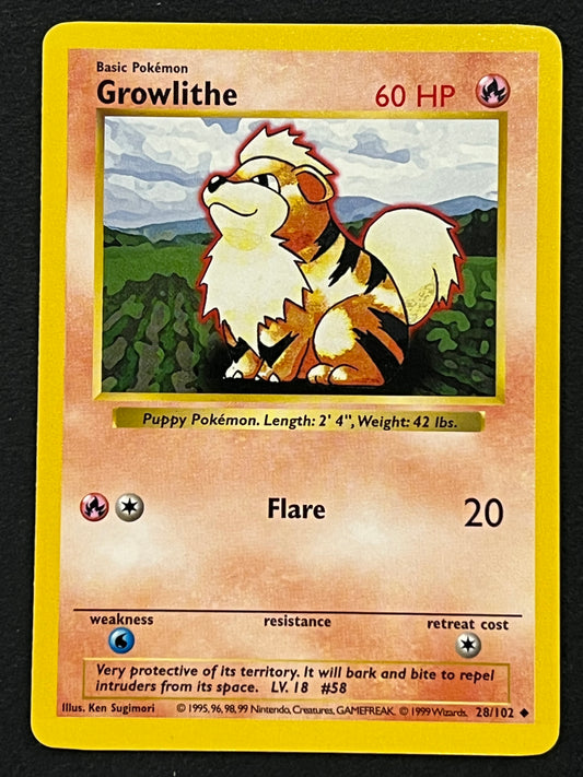 Growlithe - 28/102 Shadowless Base Uncommon