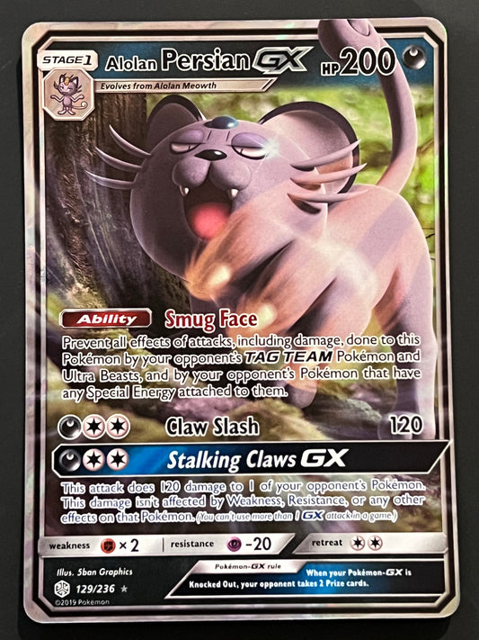 129/236 Alolan Persian Gx - Pokémon Cosmic Eclipse Ultra Rare