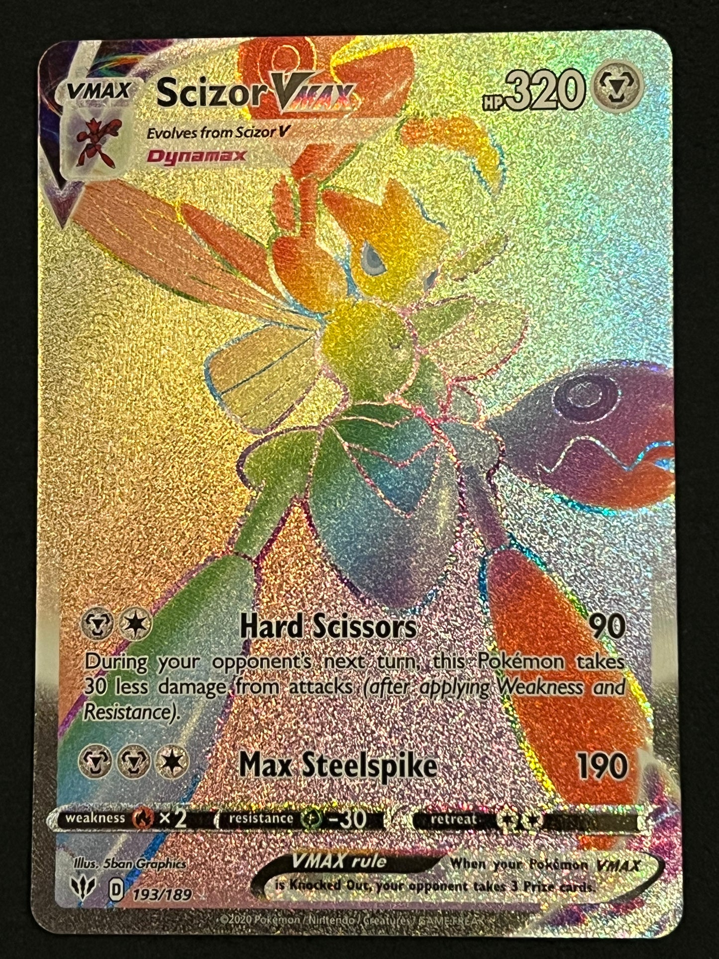 193/189 Scizor VMax - Pokémon Darkness Ablaze Rainbow Secret Rare