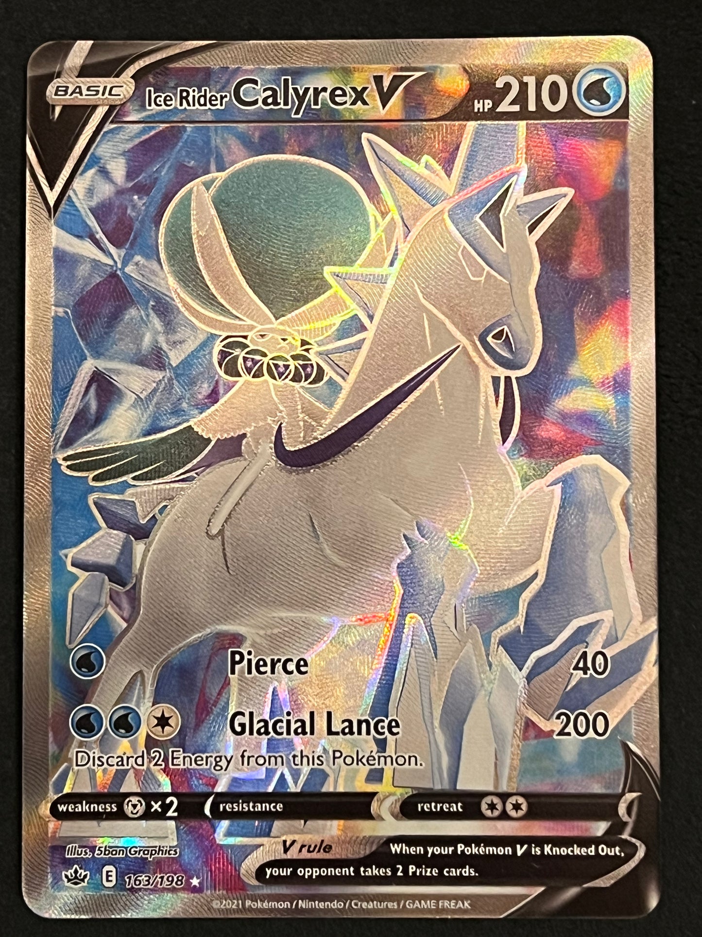 163/198 Ice Rider Calyrex V - Pokémon Chilling Reign Full Art