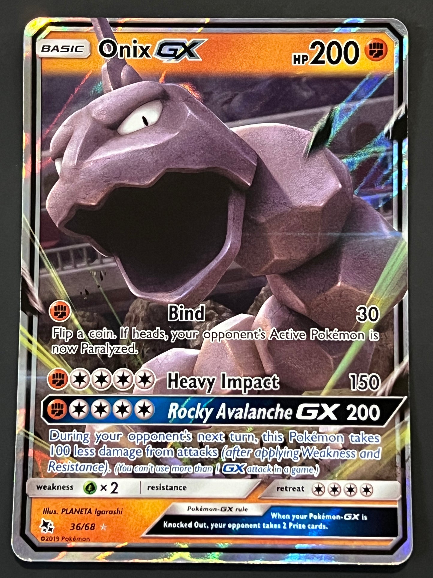 36/68 Onix Gx - Pokémon Hidden Fates Ultra Rare