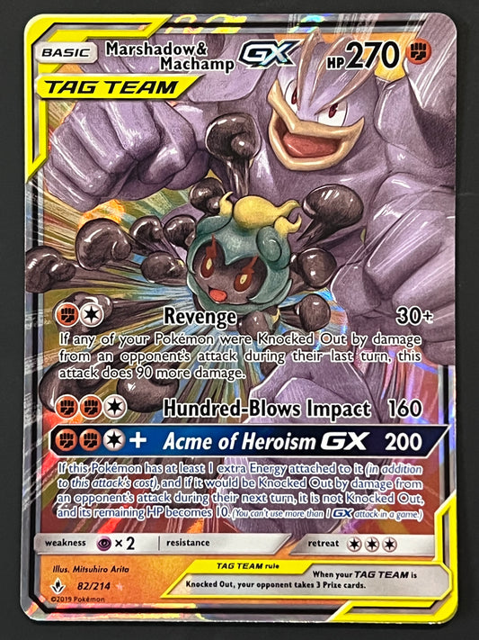 082/214 Marshadow & Machamp Gx - Pokémon Unbroken Bonds Tag Team Ultra Rare