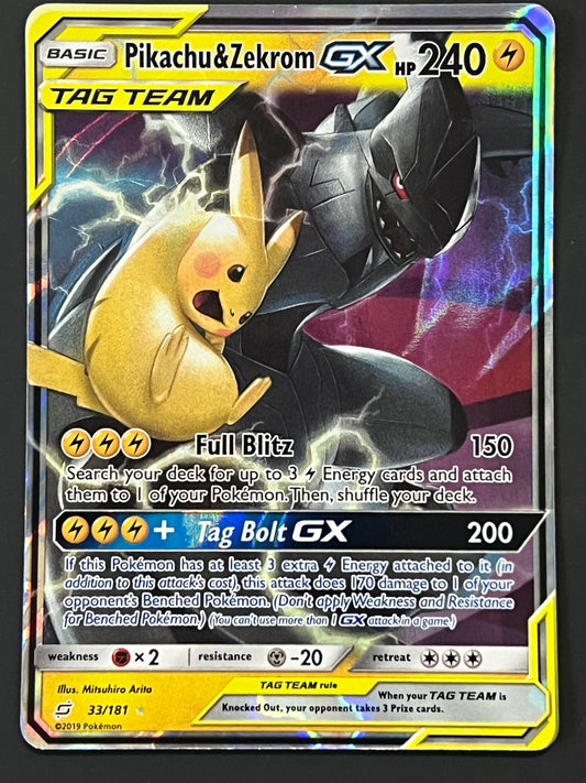 033/181 Pikachu & Zekrom Ex - Pokémon Team Up Tag Team Ultra Rare