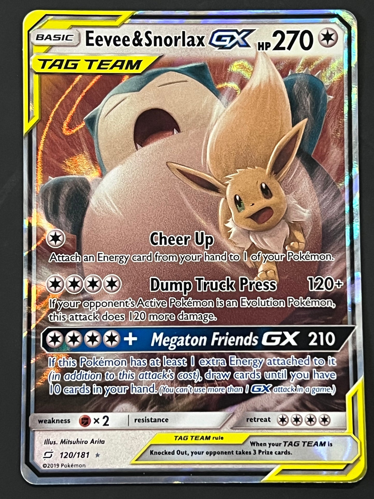 120/181 Eevee & Snorlax Ex - Pokémon Team Up Tag Team Ultra Rare