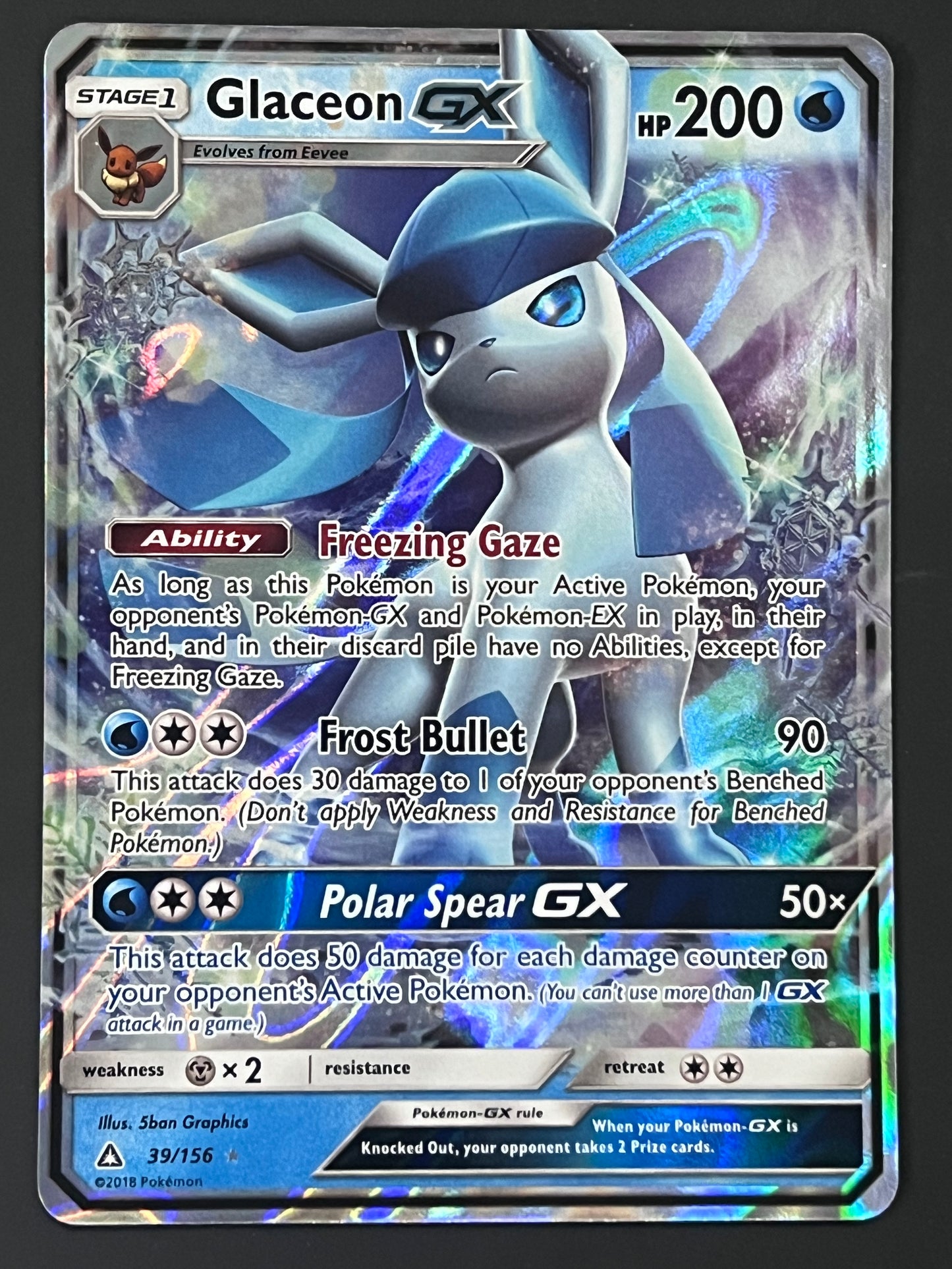 039/156 Glaceon Gx - Pokémon Ultra Prism Ultra Rare