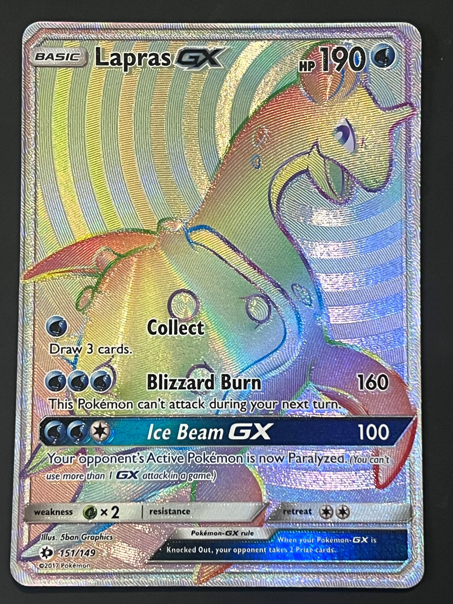 151/149 Lapras Gx - Pokémon Sun/Moon Base Rainbow Secret Rare