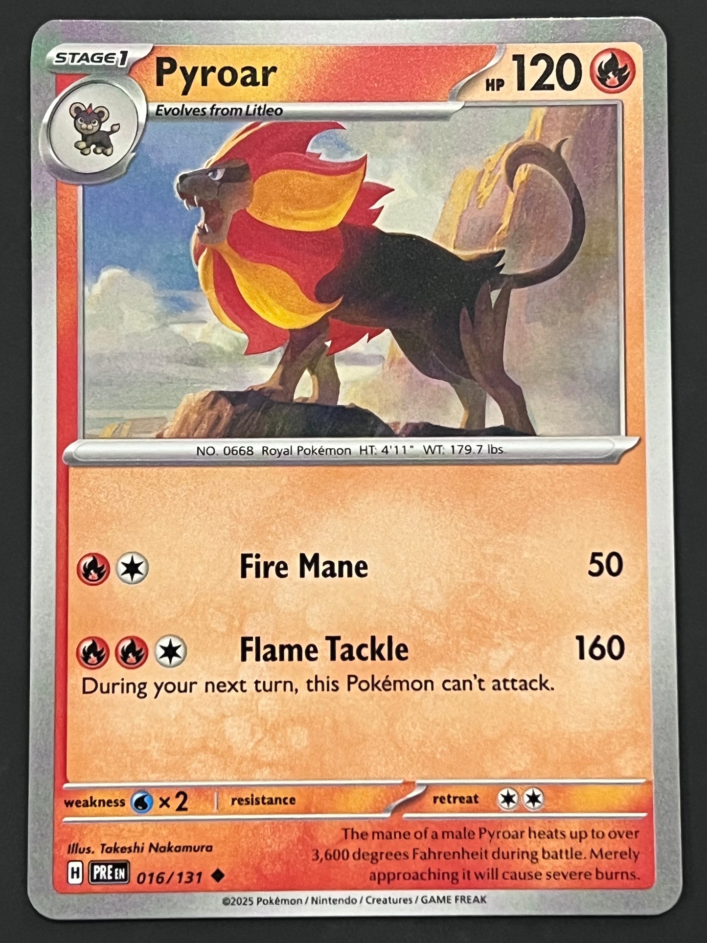 016/131 Pyroar - Pokémon Prismatic Evolutions Uncommon