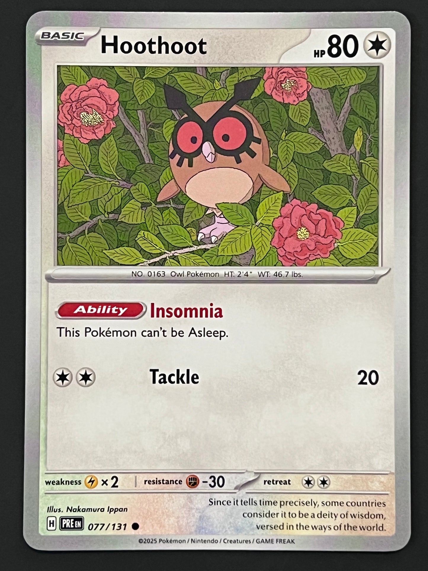 077/131 Hoothoot - Pokémon Prismatic Evolutions Common