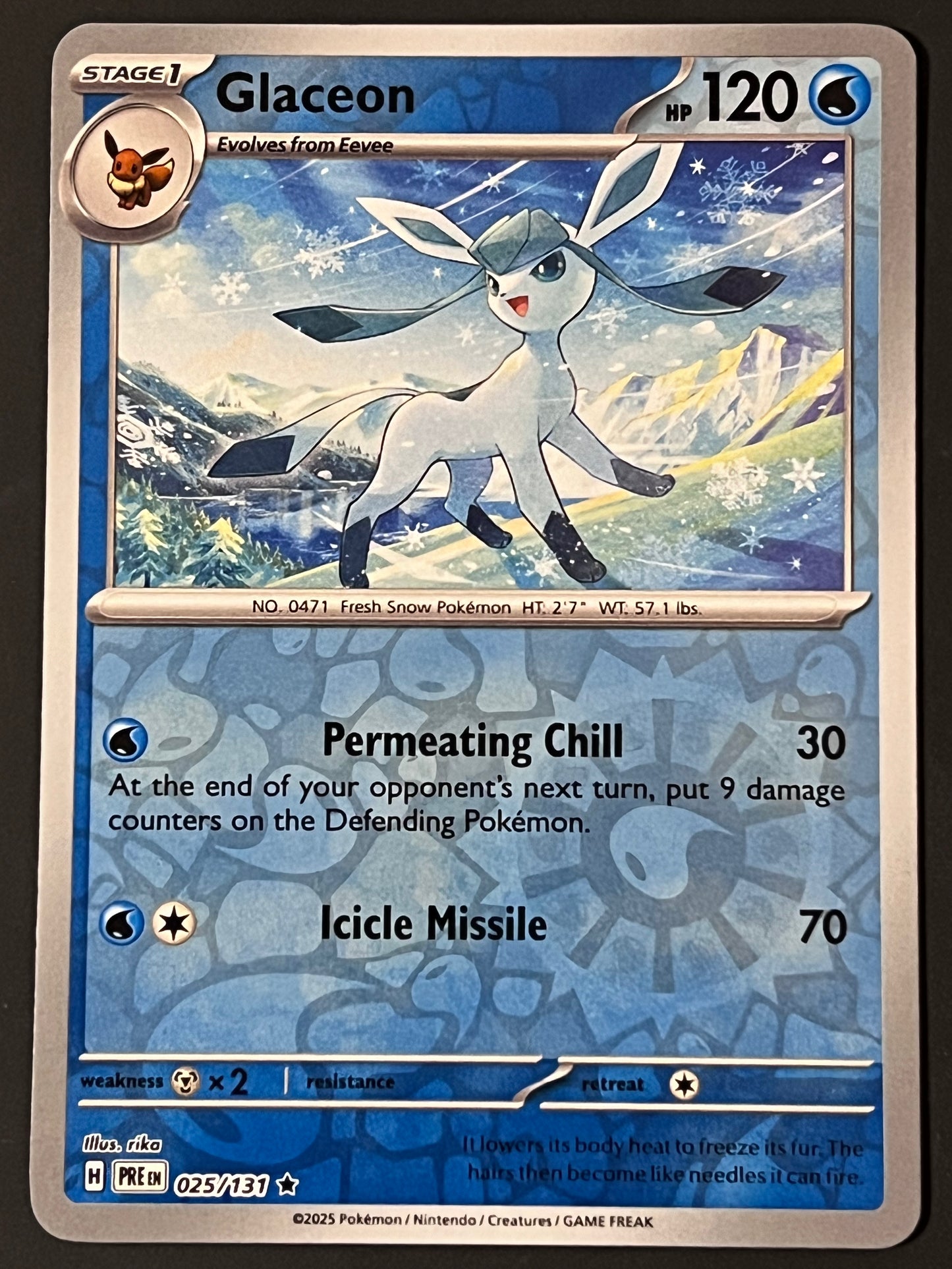 025/131 Glaceon - Pokémon Prismatic Evolutions Rare Reverse