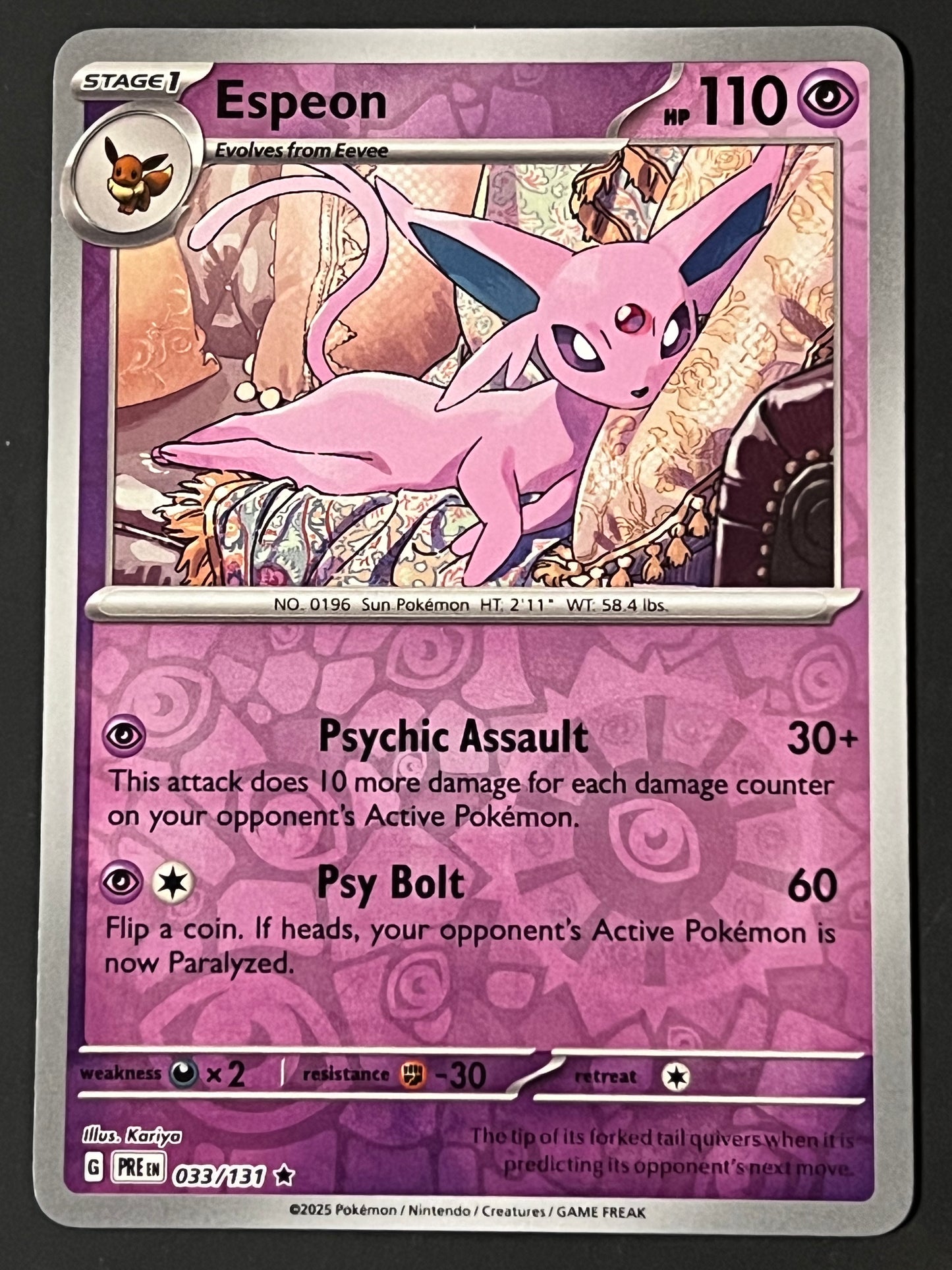 033/131 Espeon - Pokémon Prismatic Evolutions Rare Reverse