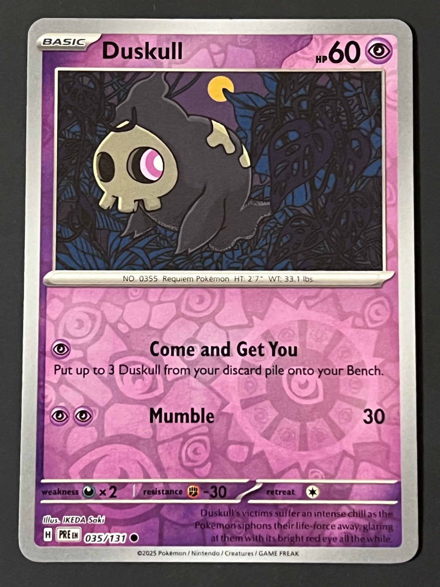 035/131 Duskull - Pokémon Prismatic Evolutions Common Reverse