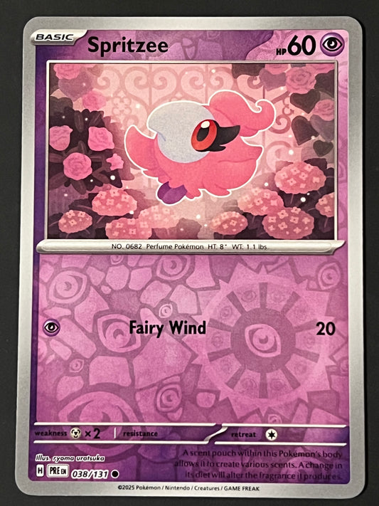 038/131 Spritzee - Pokémon Prismatic Evolutions Common Reverse