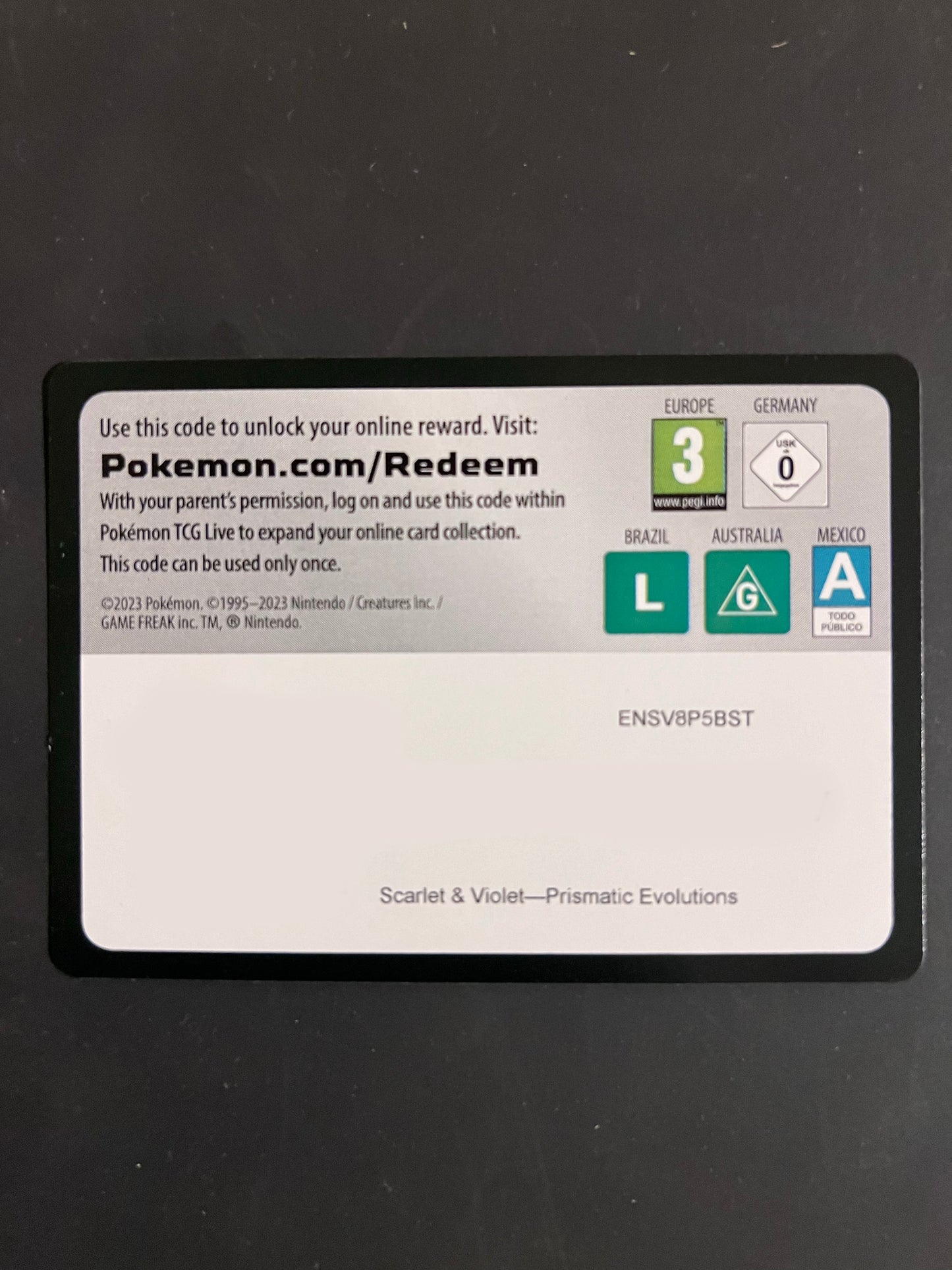 TCG Live Code Card - Pokémon Prismatic Evolutions