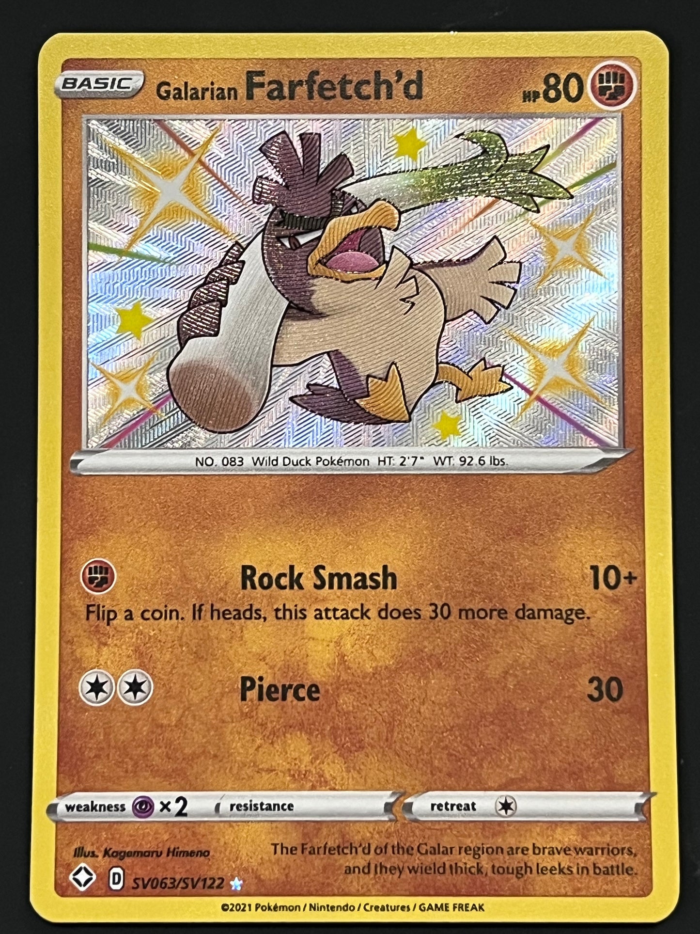 Galarian Farfetch’d - SV063/SV122 Shining Fates Rare Shiny Holo