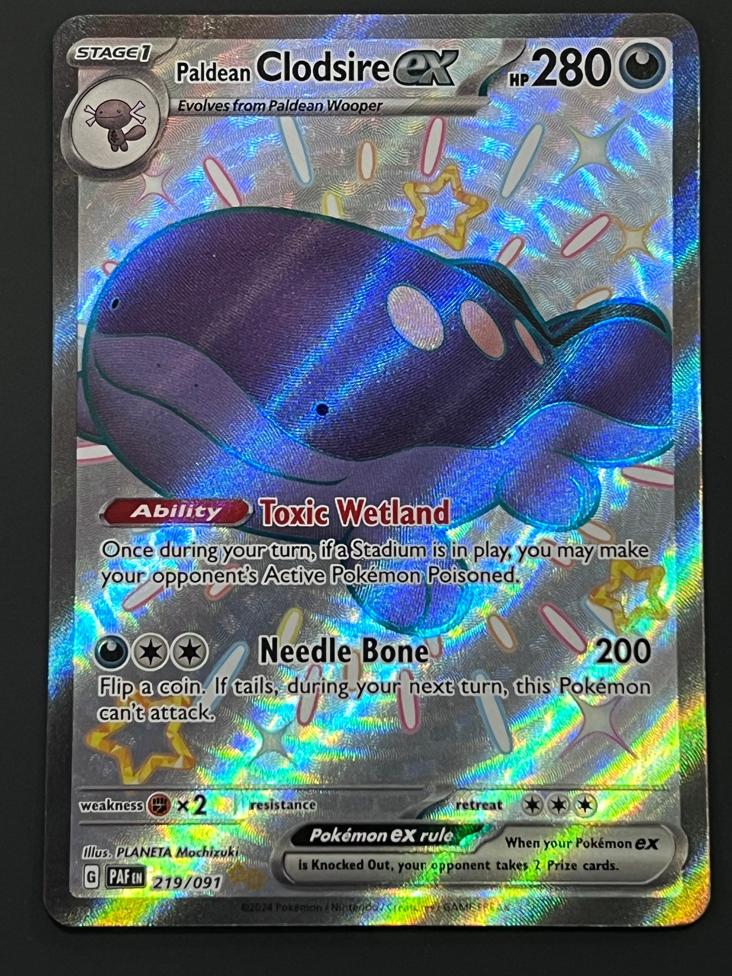 219/091 Paldean Clodsire ex - Pokémon Paldean Fates Ultra Rare