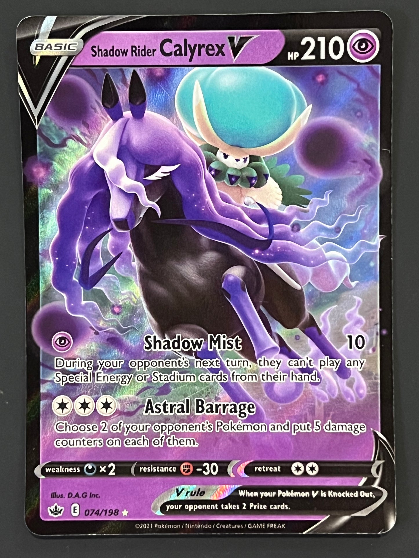 Shadow Rider Calyrex V - 074/198 Chilling Reign Rare Holo V