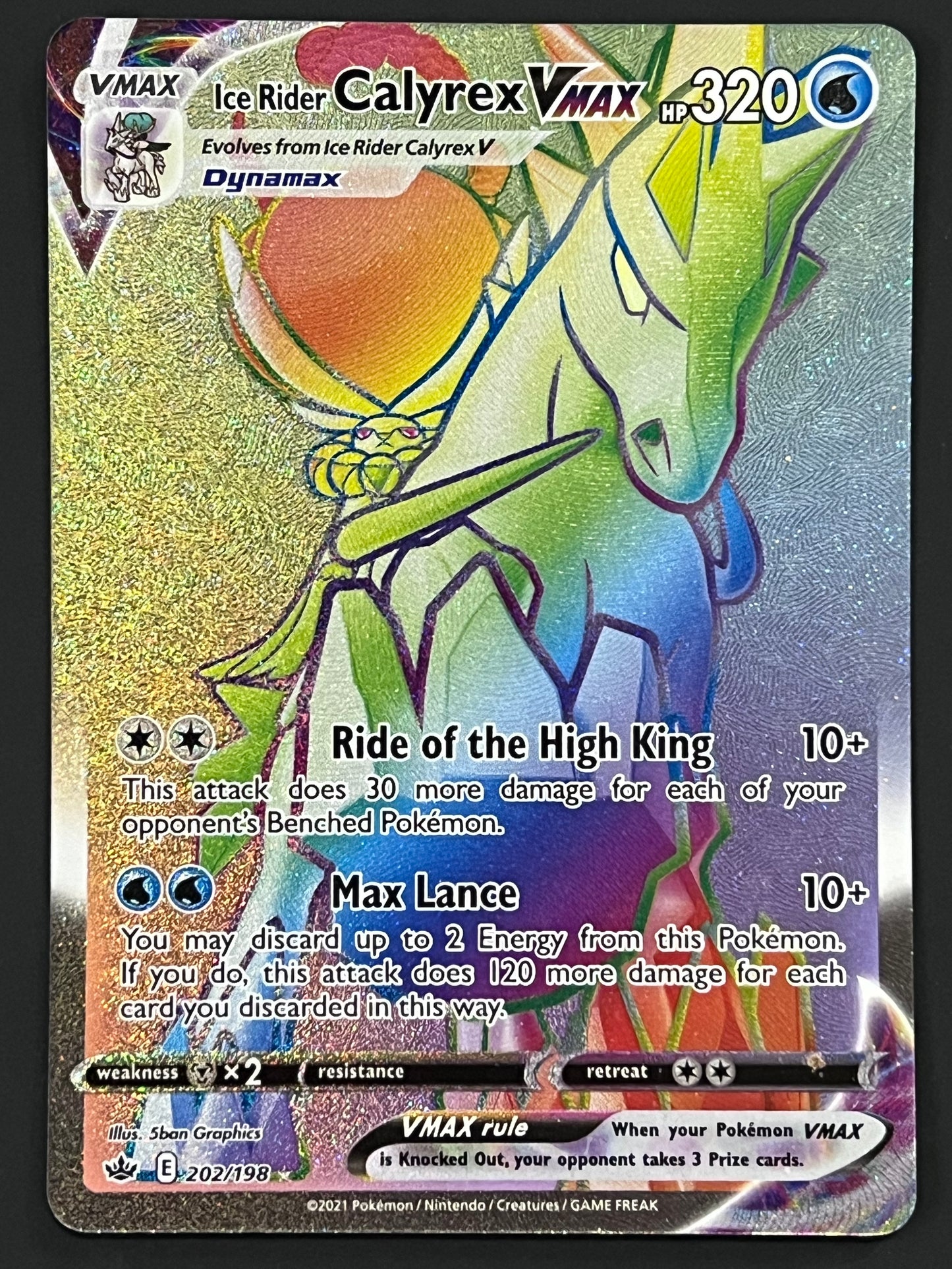 Ice Rider Calyrex VMax - 202/198 Chilling Reign Rainbow Rare Holo VMax