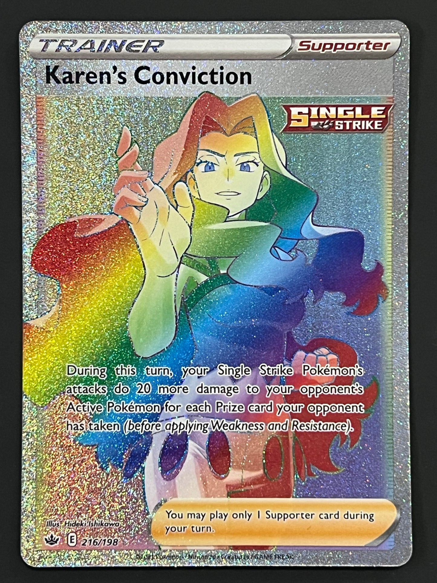 Karen’s Conviction - 216/198 Chilling Reign Rainbow Rare Holo Trainer