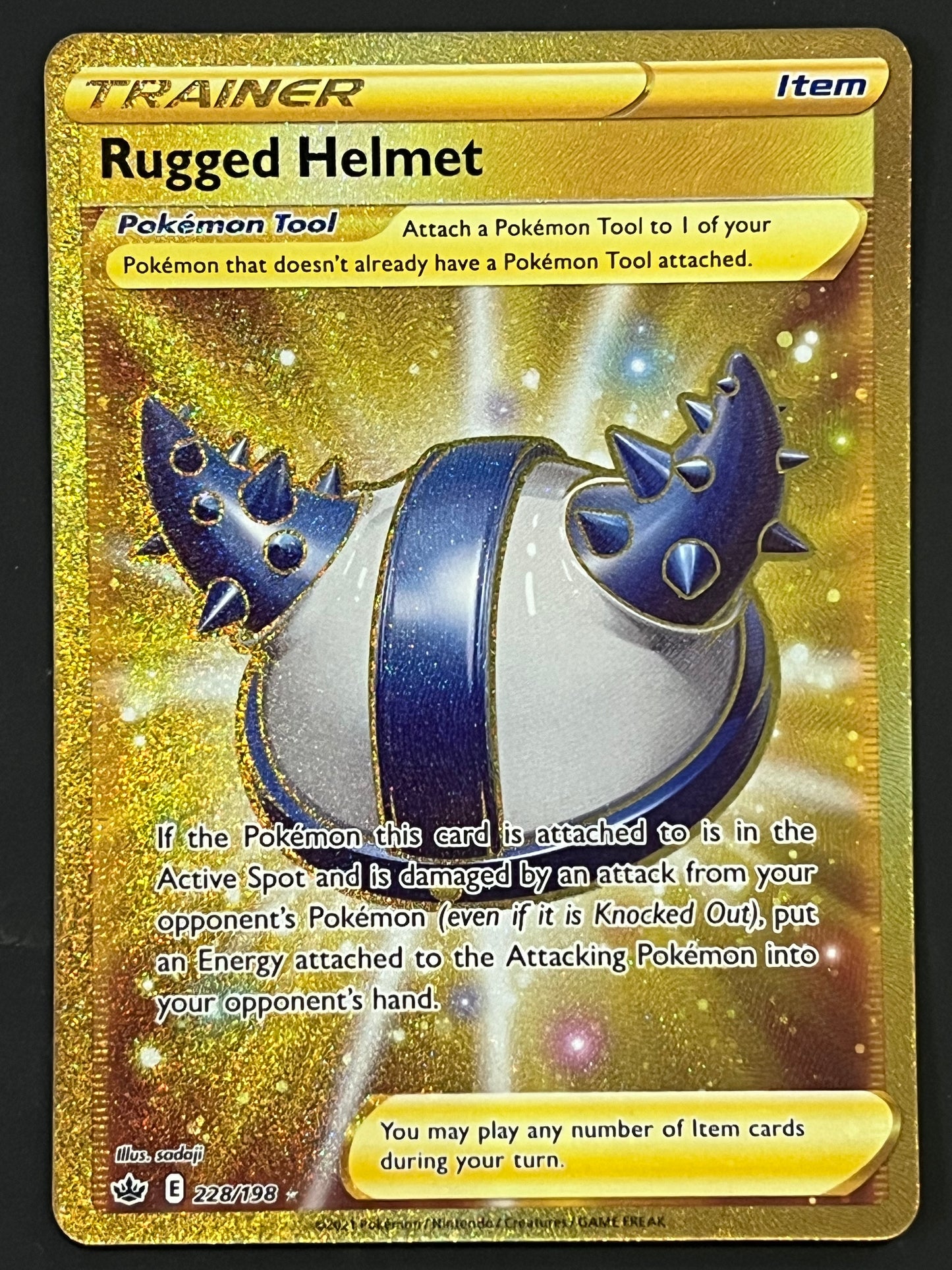 Rugged Helmet - 228/198 Chilling Reign Secret Rare Holo Gold