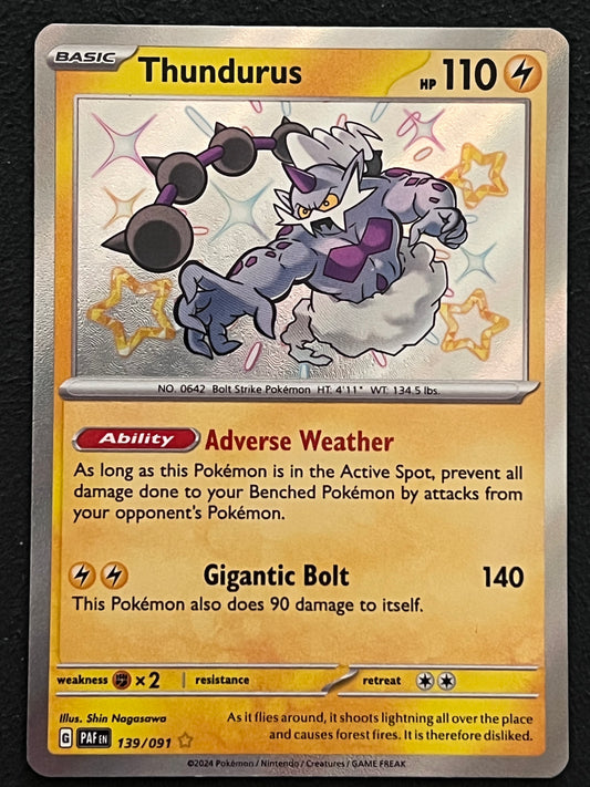 139/091 Thundurus - Pokémon Paldean Fates Shiny Rare