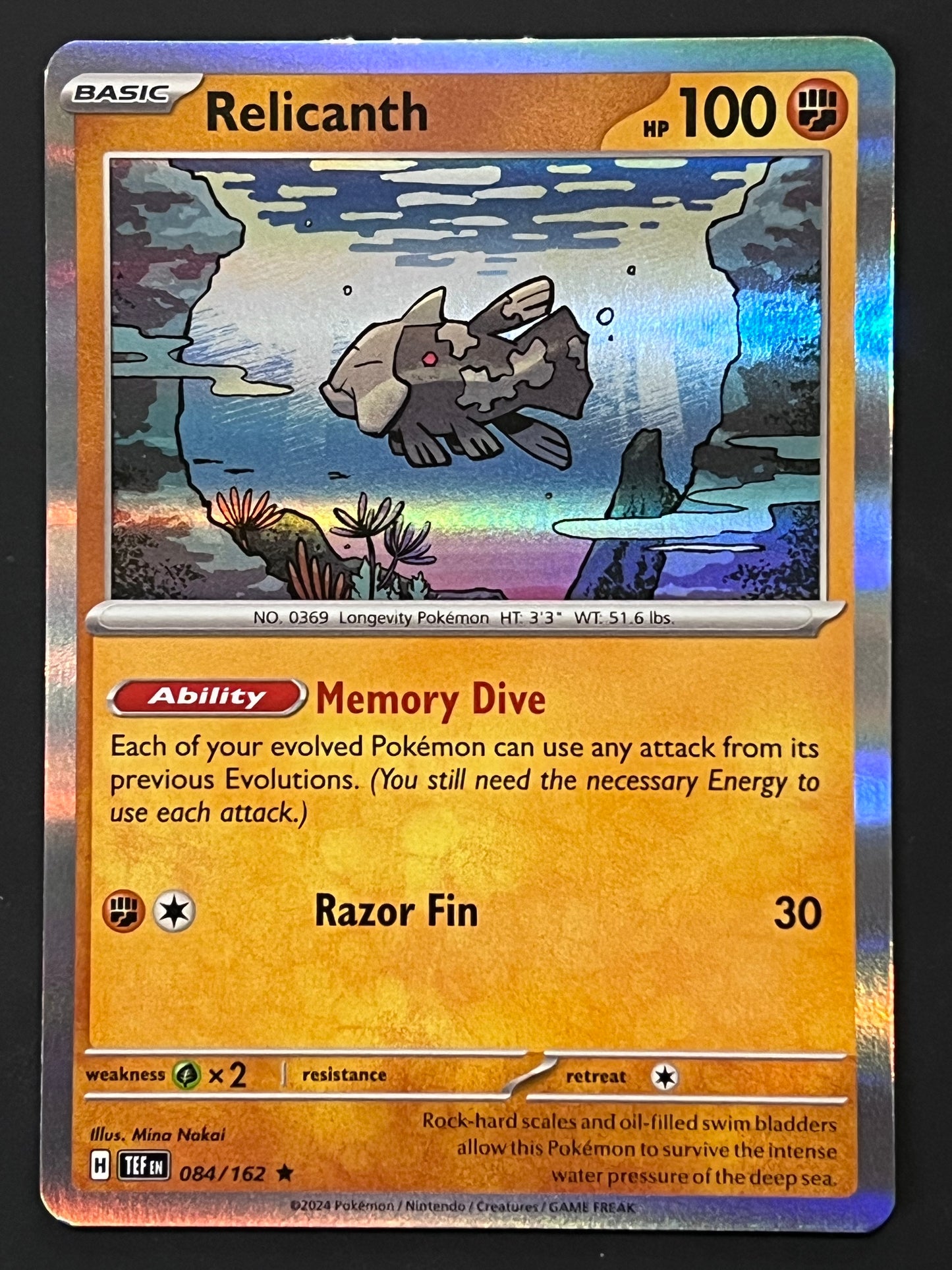 084/162 Relicanth - Pokémon Temporal Forces Rare Holo