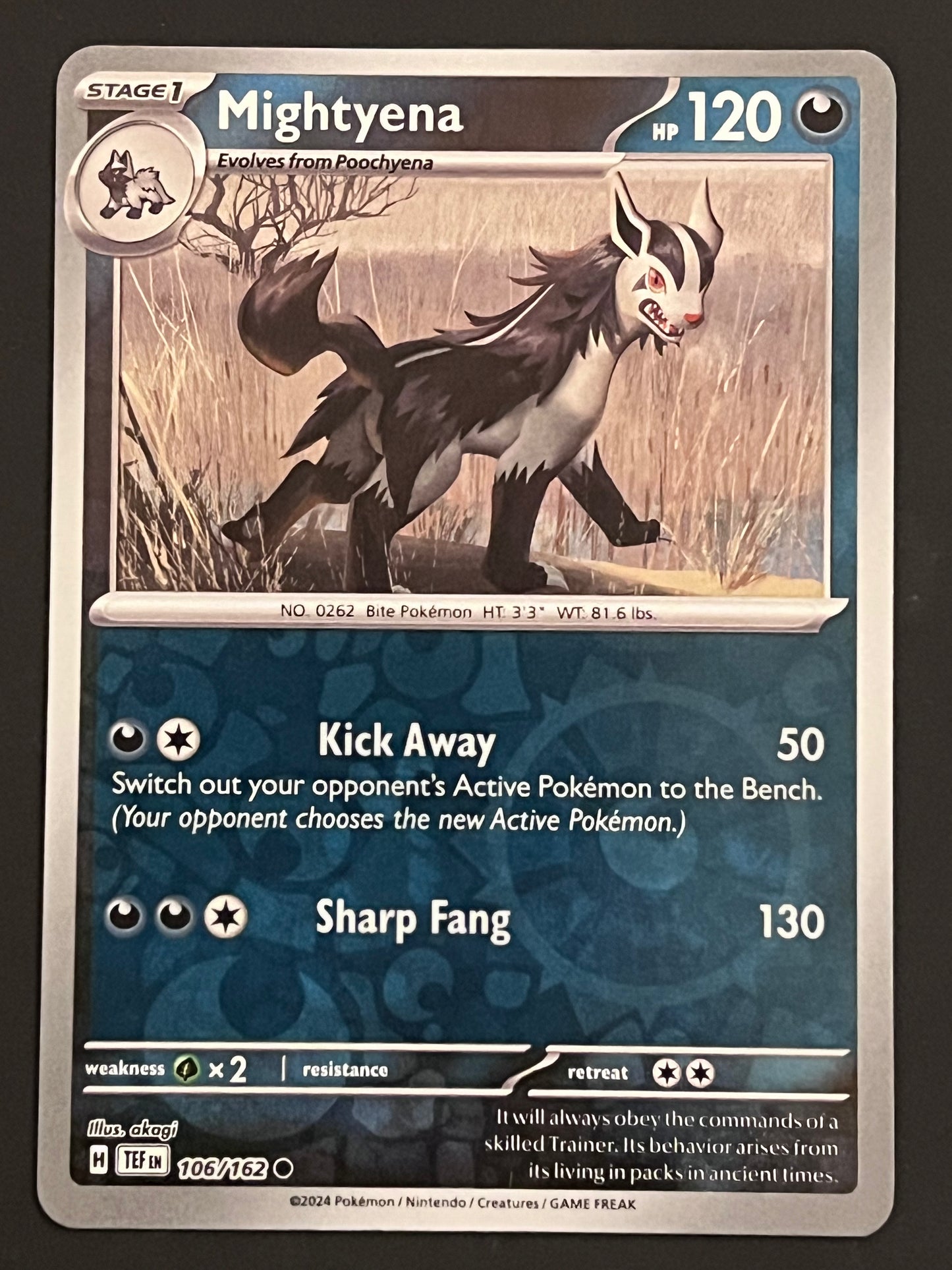 106/162 Mightyena - Pokémon Temporal Forces Common Reverse