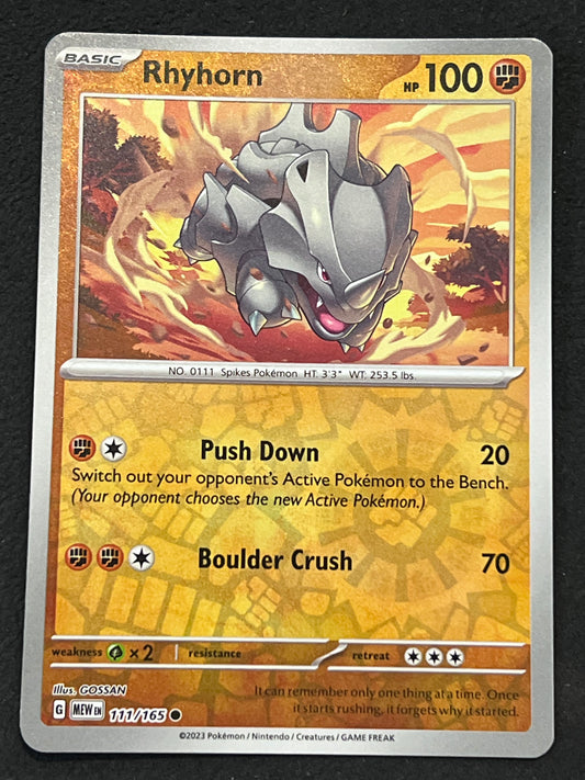 111/165 Rhyhorn - Pokémon 151 Common Reverse