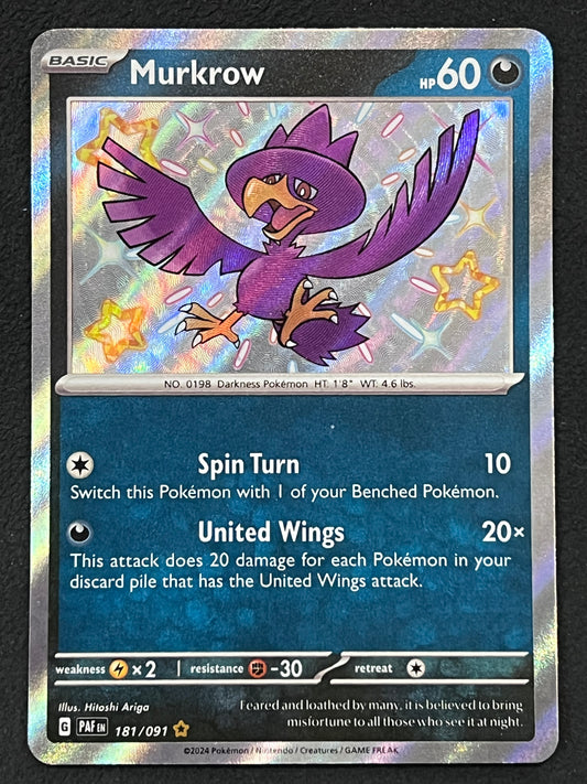 181/091 Murkrow - Pokémon Paldean Fates Shiny Rare