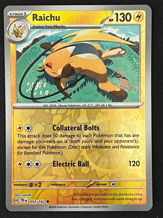 052/162 Raichu - Pokémon Temporal Forces Common Reverse