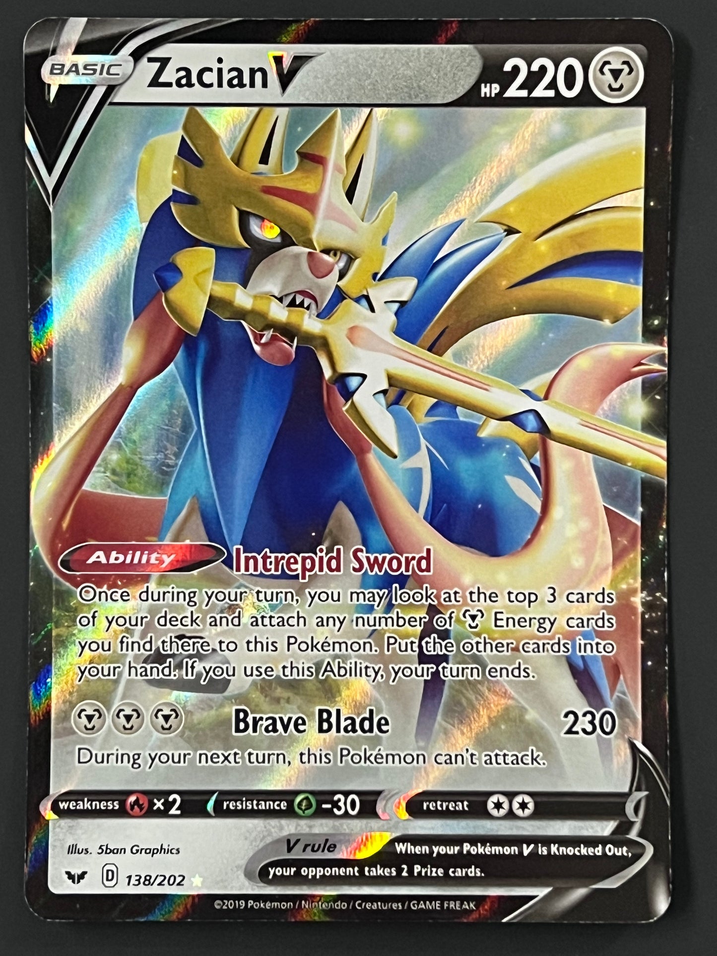 138/202 Zacian V - Sword/Shield Base Ultra Rare