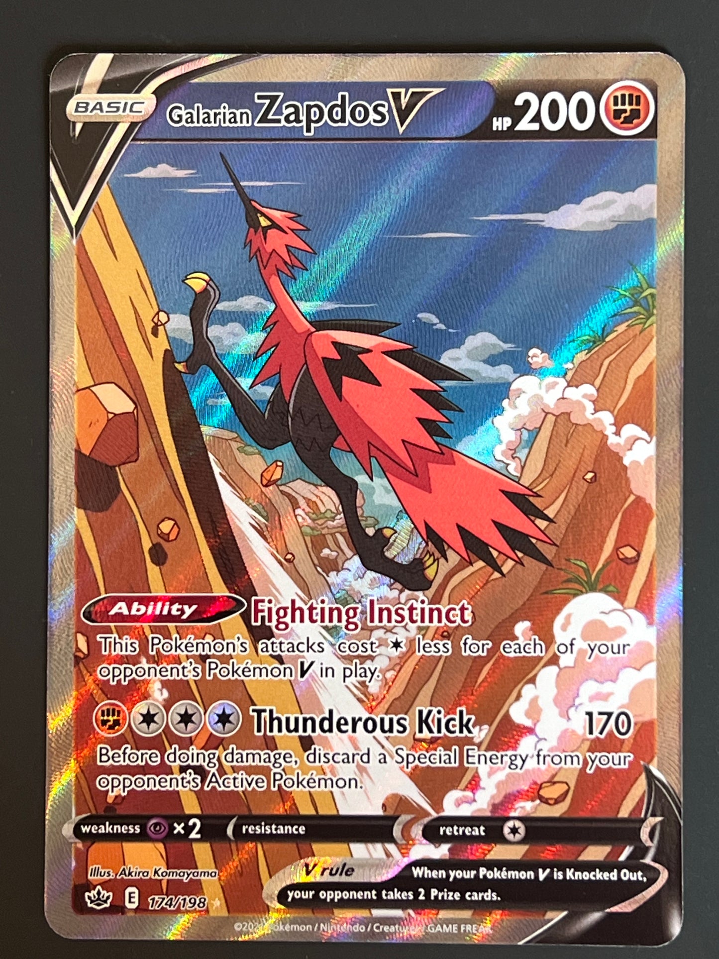 Galarian Zapdos V - 174/198 Chilling Reign Alt Art Rare Holo V