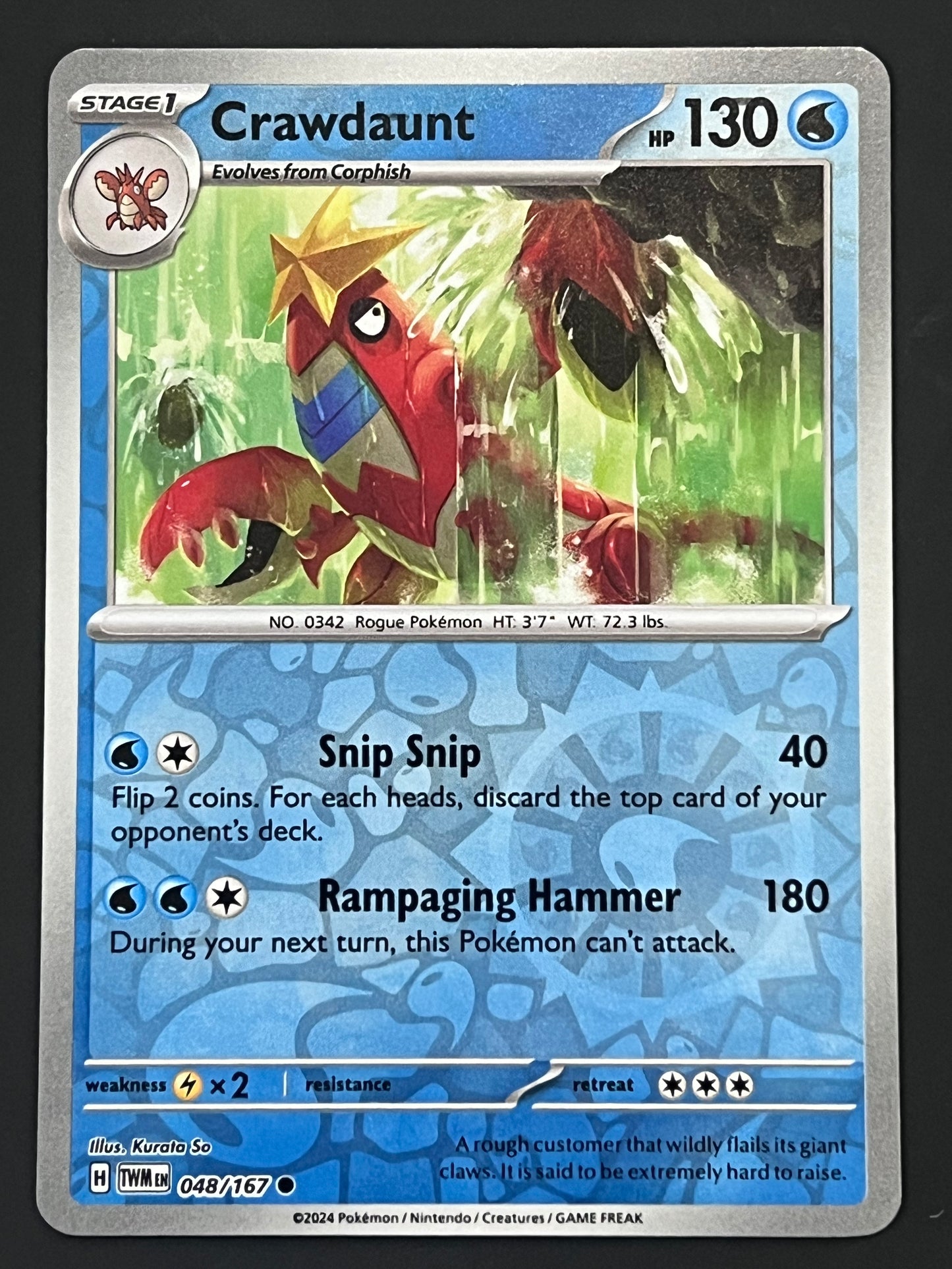 048/167 Crawdaunt - Pokémon Twilight Masquerade Common Reverse