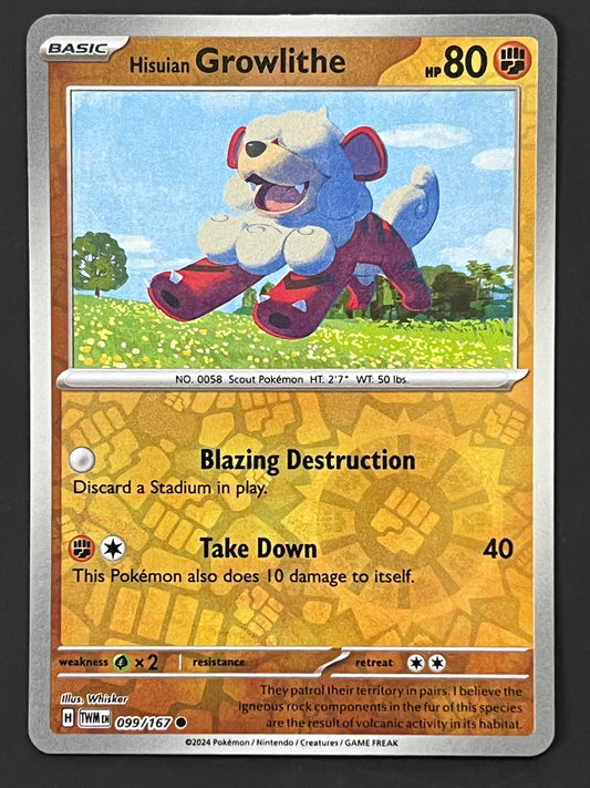 099/167 Hisuian Growlithe - Pokémon Twilight Masquerade Common Reverse