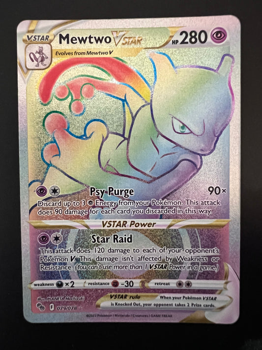 Mewtwo VStar - 079/078 Pokémon Go Secret Rare Rainbow Holo VStar