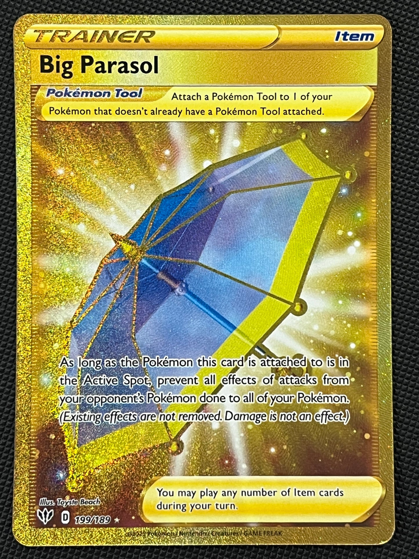 199/189 Big Parasol - Pokémon Darkness Ablaze Gold Secret Rare