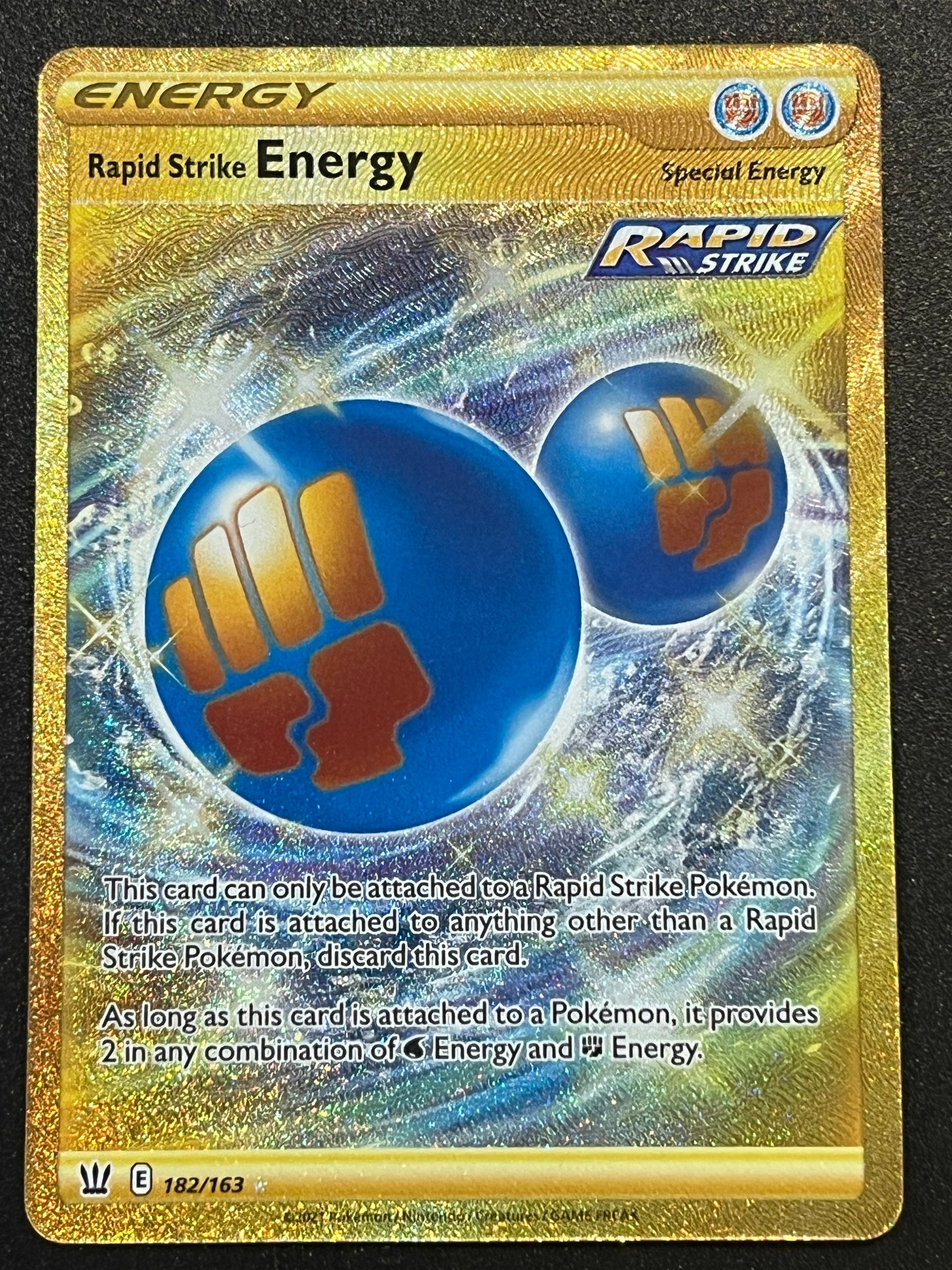 Rapid Strike Energy - 182/163 Battle Styles Secret Gold Rare Holo