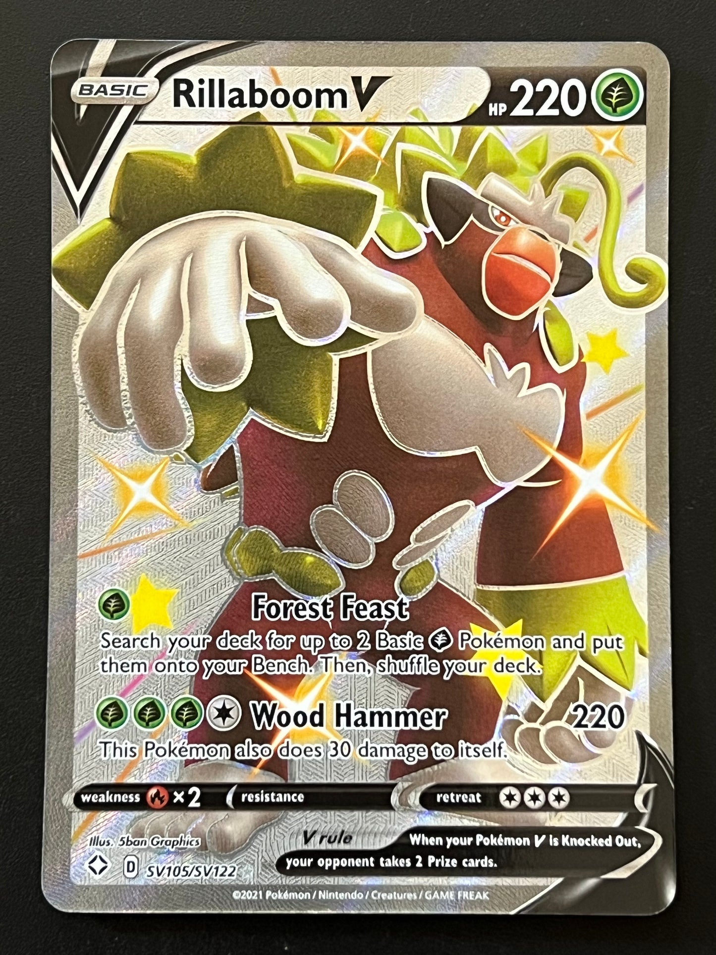 Rillaboom V - SV105/SV122 Shining Fates Rare Holo V