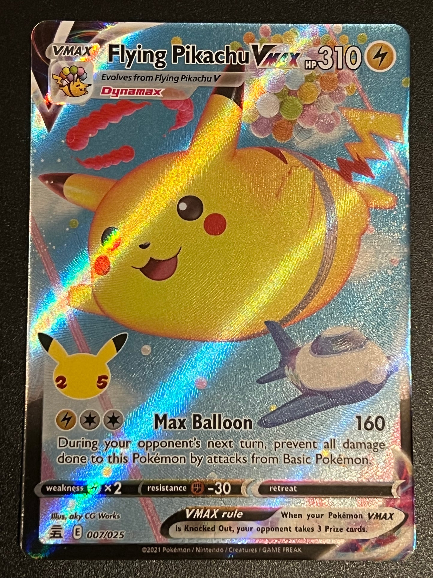 Flying Pikachu VMax - 007/025 Celebrations Rare Holo VMax