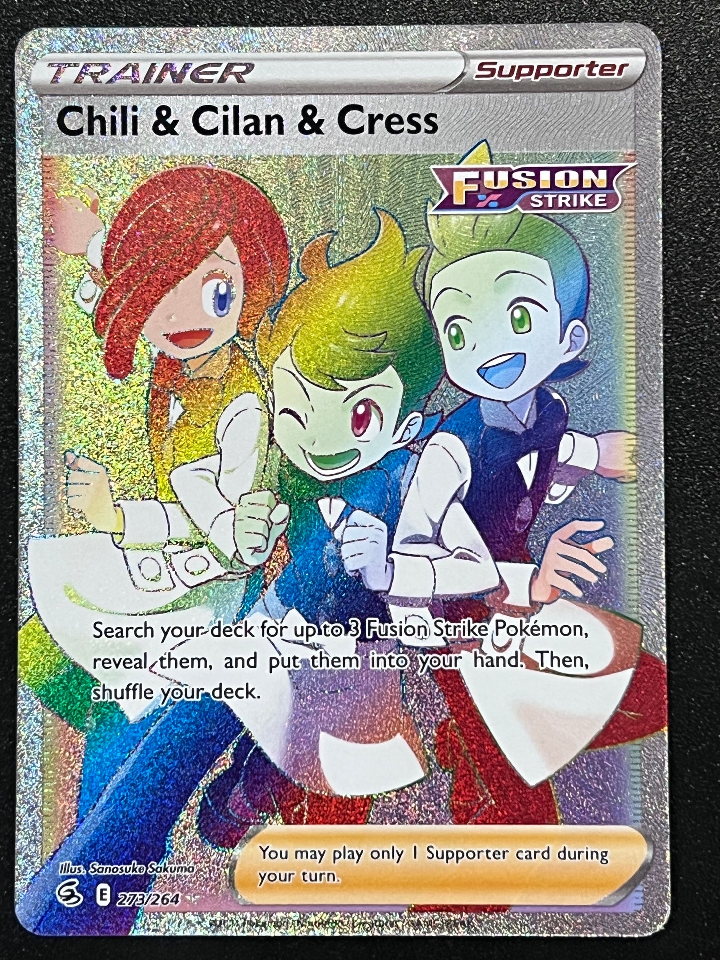 Chili & Cilan & Cress - 273/264 Fusion Strike Rainbow Rare Holo