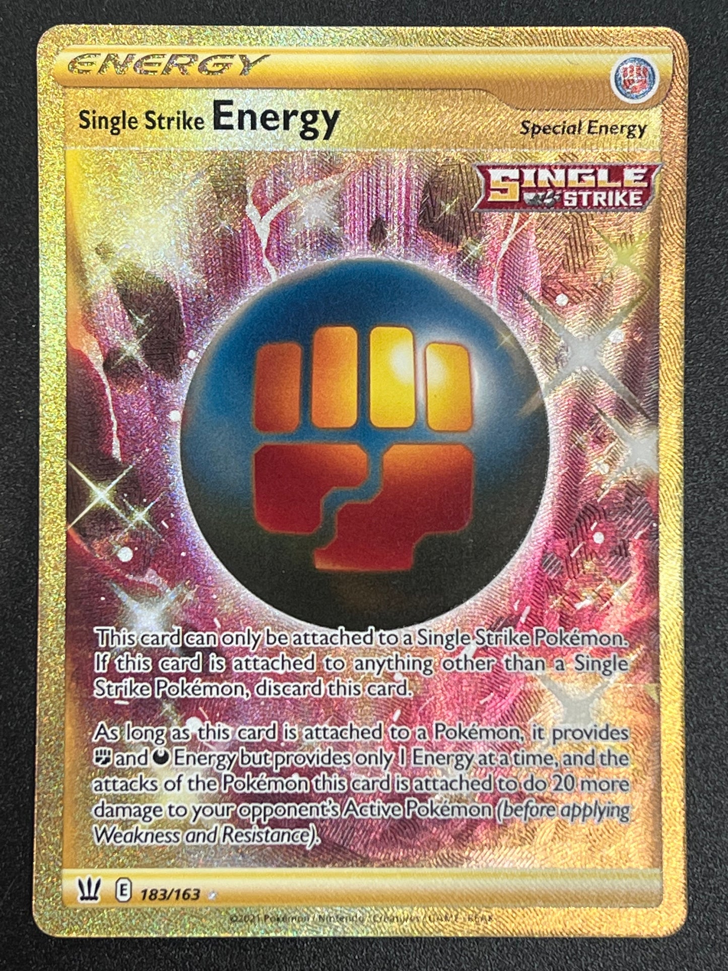 Single Strike Energy - 183/163 Battle Styles Secret Gold Rare Holo