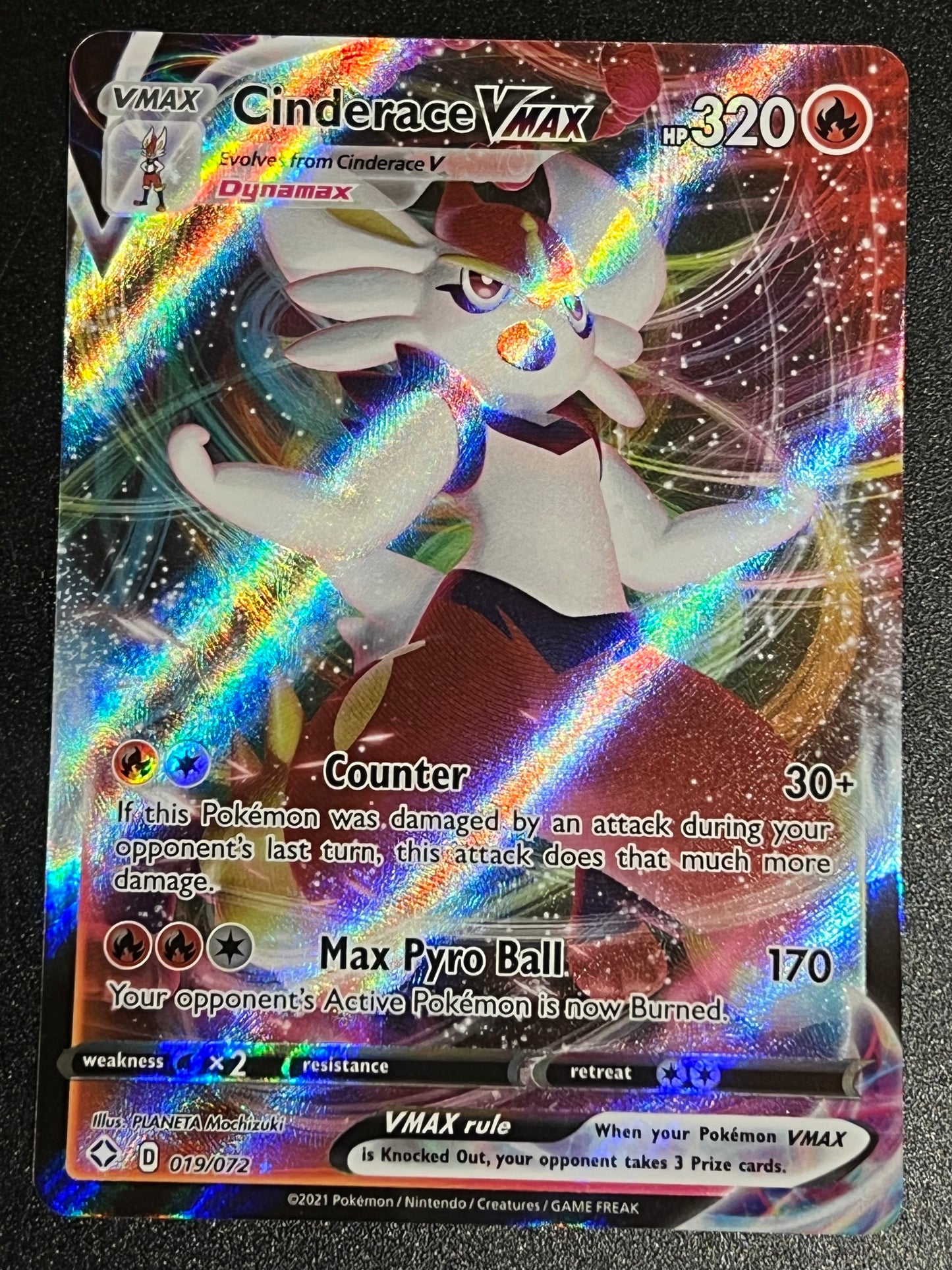 Cinderace VMax - 019/072 Shining Fates Rare Holo VMax