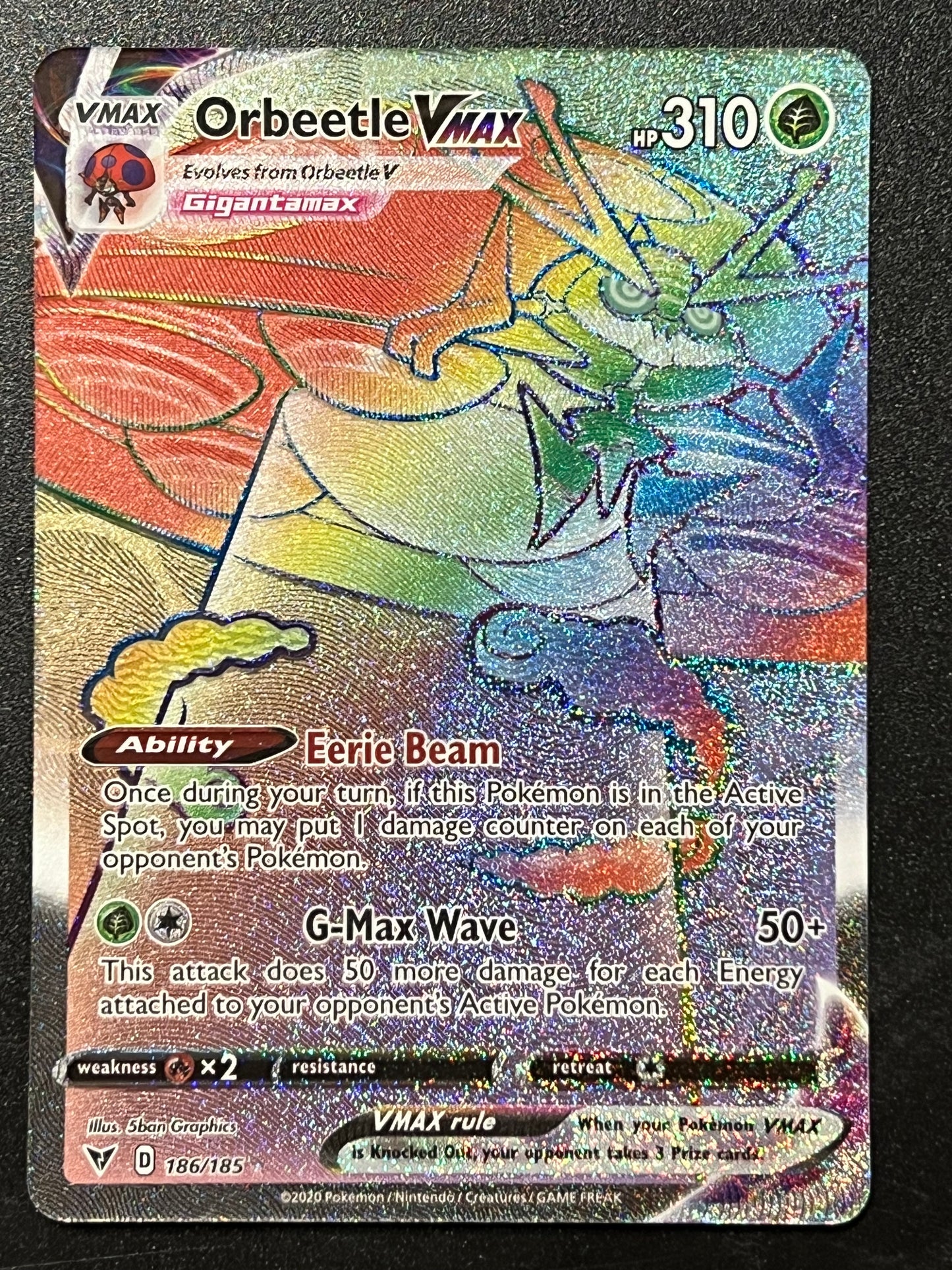 186/185 Orbeetle VMax - Pokémon Vivid Voltage Rainbow Secret Rare