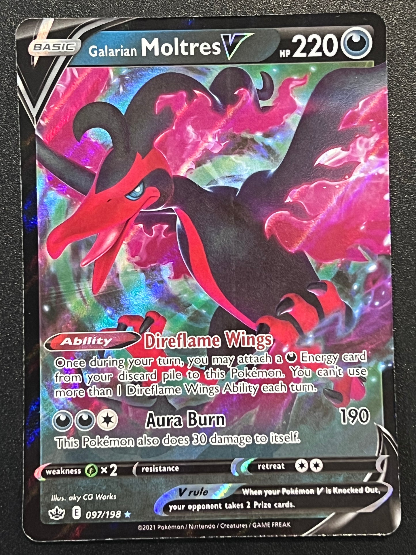 097/198 Galarian Moltres V - Pokémon Chilling Reign Ultra Rare