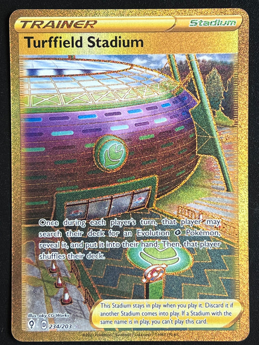 234/203 Turffield Stadium - Evolving Skies Gold Secret Rare